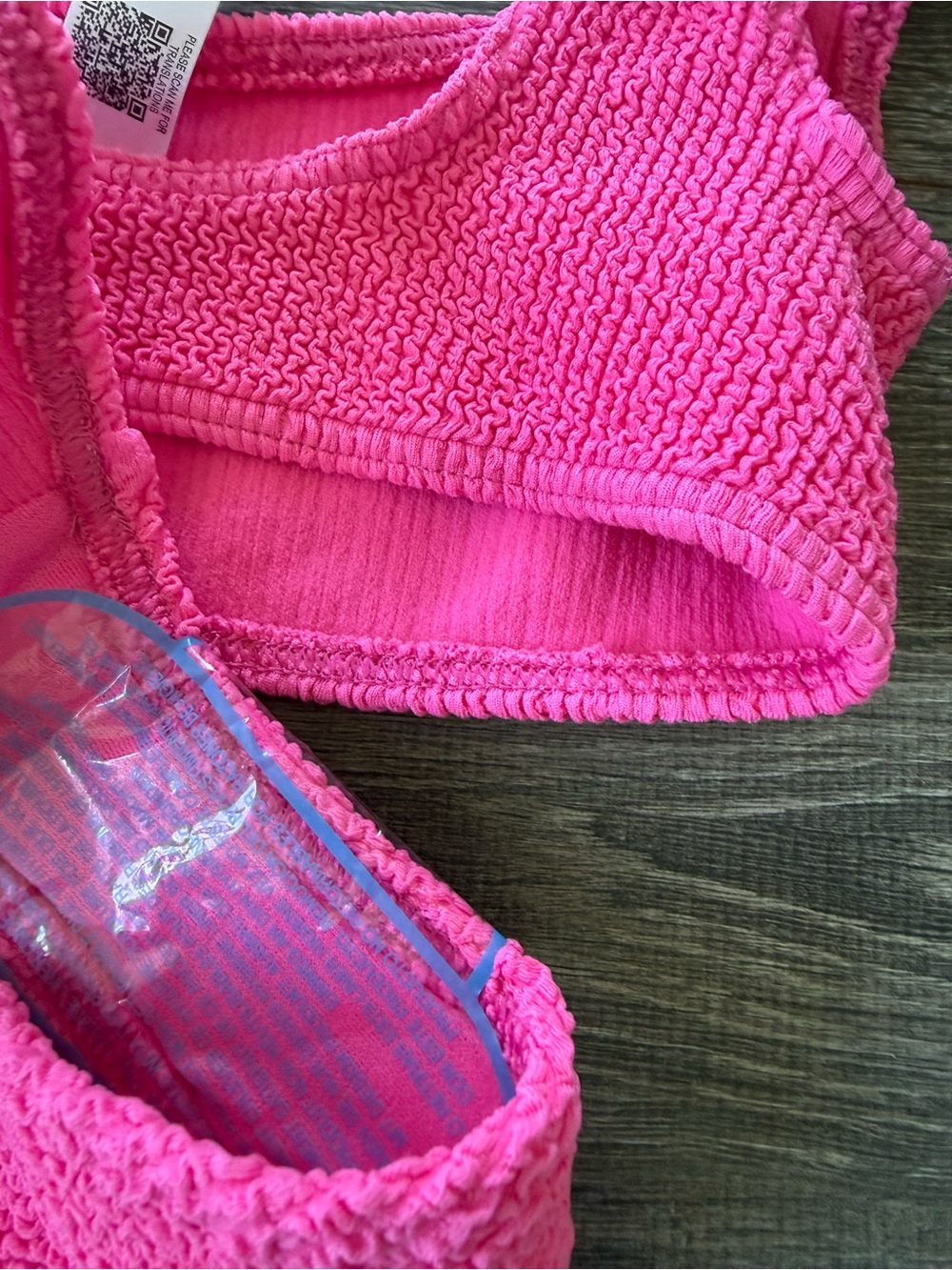 ASOS Neon Pink Textured High-Waist Bikini Set - Picture 7 of 7